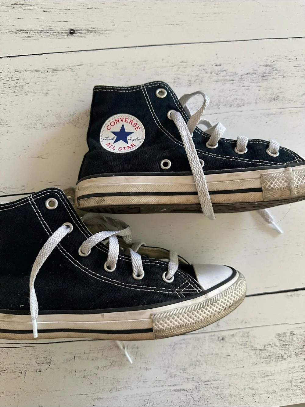Converse Kids Black & White High Top Sneakers size 1